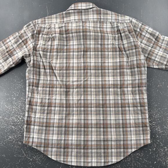 Hagen Carmel Shirt Mens XL Gray Burnt Orange Plaid Flannel Dress Neutral Pastel - Picture 7 of 7